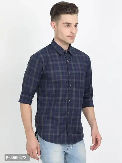 Men's Multicoloured Cotton Blend Checked Long Sleeves Slim Fit Casual Shirt-thumb3