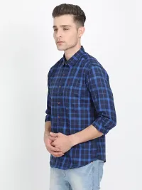 Men's Multicoloured Cotton Blend Checked Long Sleeves Slim Fit Casual Shirt-thumb1