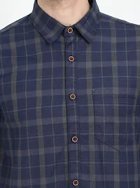Men's Multicoloured Cotton Blend Checked Long Sleeves Slim Fit Casual Shirt-thumb4