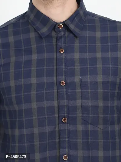 Men's Multicoloured Cotton Blend Checked Long Sleeves Slim Fit Casual Shirt-thumb5