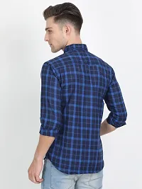 Men's Multicoloured Cotton Blend Checked Long Sleeves Slim Fit Casual Shirt-thumb3