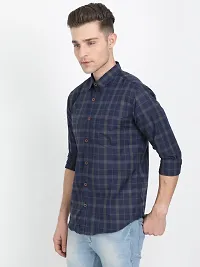 Men's Multicoloured Cotton Blend Checked Long Sleeves Slim Fit Casual Shirt-thumb1