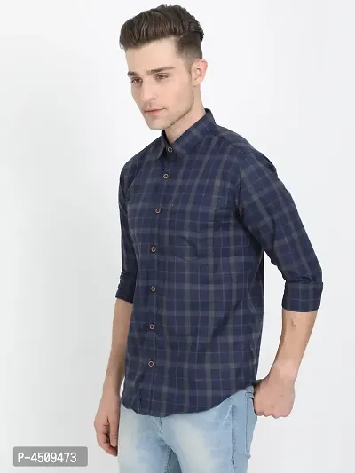 Men's Multicoloured Cotton Blend Checked Long Sleeves Slim Fit Casual Shirt-thumb2
