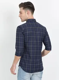 Men's Multicoloured Cotton Blend Checked Long Sleeves Slim Fit Casual Shirt-thumb3