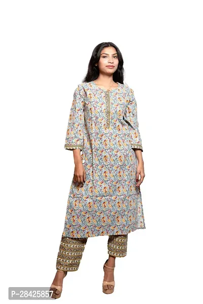 Trendy Cotton Stitched Kurti With Bottom Set For Women-thumb0