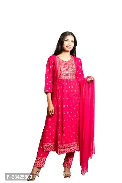 Trendy Cotton Stitched Kurti With Bottom And Dupatta Set For Women
