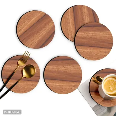 Wooden Table Placemat Heat Resistant Hot Pot Coasters Cup Mat Tea Coaster Dining Table Accessories (6PCS) (Round Place Mat)-thumb0