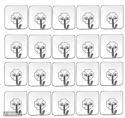 Strong Transparent Sticker Adhesive Wall Hooks for Hanging (Pack of 20)