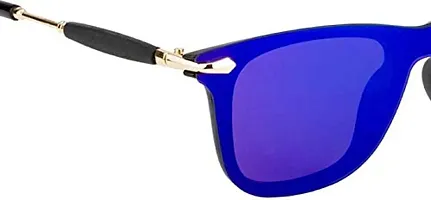 Poloshades Trendy Stylish Sunglasses for Men and Women | Blue Mercury Lens|Fram Black and Golden-thumb3