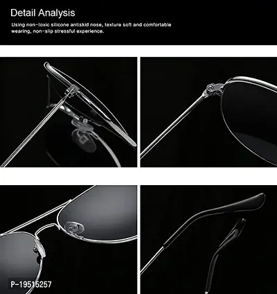 Poloshades Black Frame and Black Classic Lens Glass Lens And Fine Metal Finish Unisex Aviator-thumb3