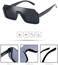 Poloshades Black Unisex Rectangular Sunglasses-thumb2