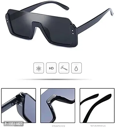 Poloshades Black Unisex Rectangular Sunglasses-thumb3