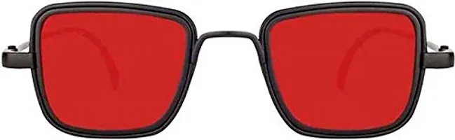 Poloshades Trendy Stylish Unisex Inspired from Kabir Singh Sunglasses|Red Lens |Black Frame-thumb2