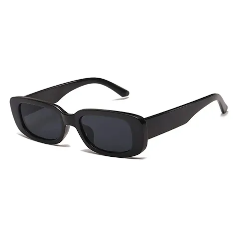JUSLINK Rectangle Sunglasses for Women Retro Fashion Sunglasses UV 400 Protection Square Frame Eyewear (Black)