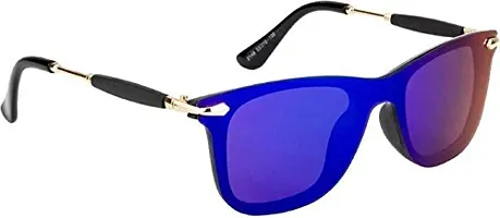 Poloshades Trendy Stylish Sunglasses for Men and Women | Blue Mercury Lens|Fram Black and Golden-thumb2