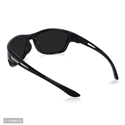 Poloshades New Black Night Drive Sporty Biker Black Light Weight Sunglasses for Travel and Adventure-thumb2