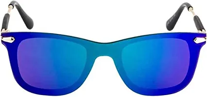 Poloshades Trendy Stylish Sunglasses for Men and Women | Blue Mercury Lens|Fram Black and Golden-thumb1