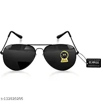 Poloshades Black Frame and Black Classic Lens Glass Lens And Fine Metal Finish Unisex Aviator-thumb1