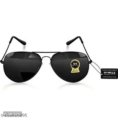 Poloshades Black Frame and Black Classic Lens Glass Lens And Fine Metal Finish Unisex Aviator-thumb2