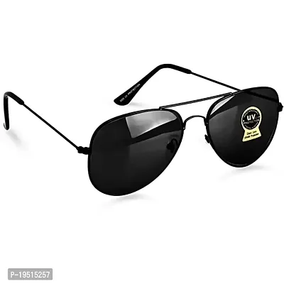 Poloshades Black Frame and Black Classic Lens Glass Lens And Fine Metal Finish Unisex Aviator-thumb0