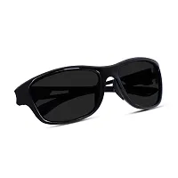 Poloshades New Black Night Drive Sporty Biker Black Light Weight Sunglasses for Travel and Adventure-thumb2