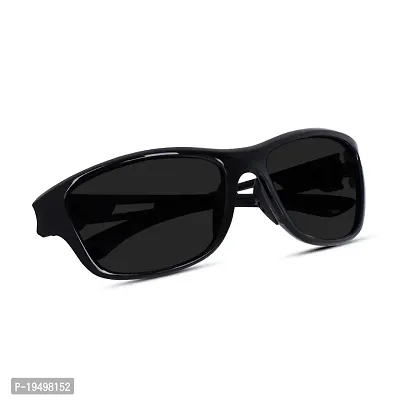 Poloshades New Black Night Drive Sporty Biker Black Light Weight Sunglasses for Travel and Adventure-thumb3