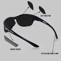 Poloshades New Black Night Drive Sporty Biker Black Light Weight Sunglasses for Travel and Adventure-thumb3