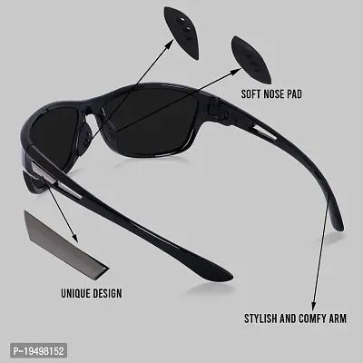 Poloshades New Black Night Drive Sporty Biker Black Light Weight Sunglasses for Travel and Adventure-thumb4