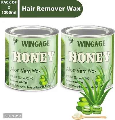 Wingage Aloe-Vera and Honey Wax for smooth and organic Body Hair Waxing Cream (1200 ml, Set of 2)-thumb0