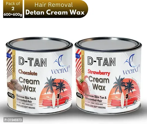 Detan Chocolate and Strawberry Cream Hair Removal Wax (1200 g, Set of 2)