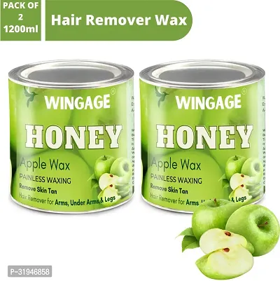 Wingage Green Apple and Honey Wax for smooth and organic Body Hair Waxing Cream (1200 ml, Set of 2)