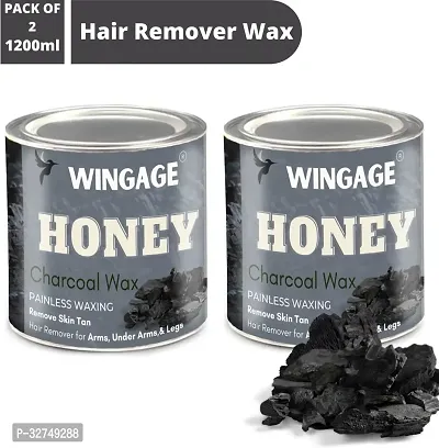 Wingage Charcoal and Honey Wax for smooth and organic Body Hair Waxing Cream (1200 ml, Set of 2)-thumb0