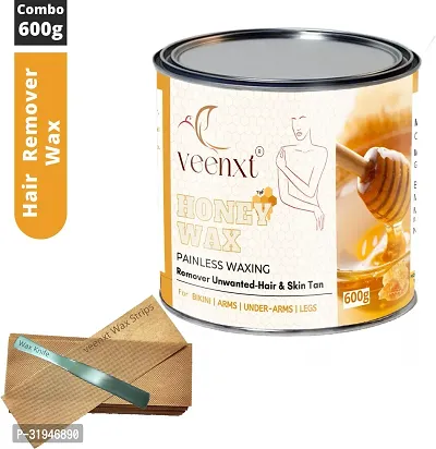 VEENXT Honey Wax Hair Removal with and Strips And Knife | Removes Tan, Dead Skin Wax (600 g)-thumb0