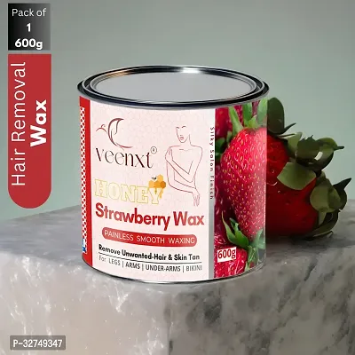 VEENXT Strawberry Hair Removal Wax For Legs, Arms, Underarms and Bikini, Easy to use DIY Wax (600 g)-thumb0