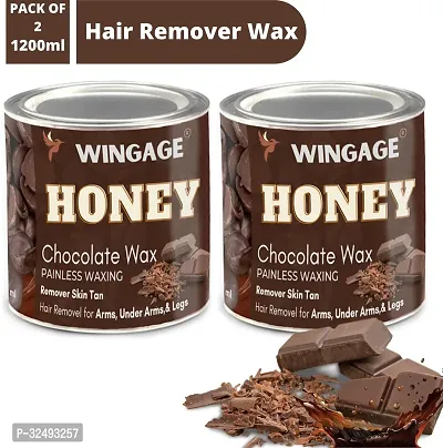 Wingage Chocolate and Honey Wax for smooth and organic Body Hair Waxing Cream (1200 ml, Set of 2)-thumb0