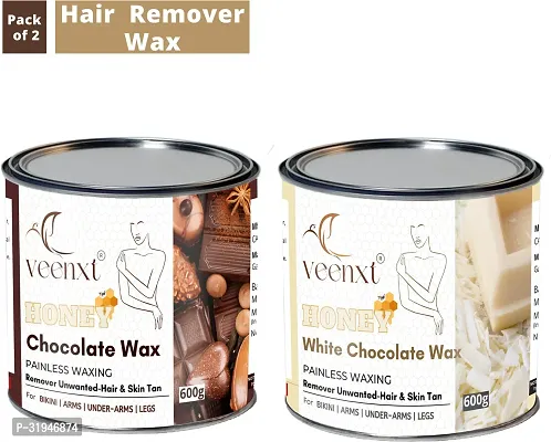 VEENXT Chocolate and White-Choco Wax Hair Removal -Combo (1200 g, Set of 2)