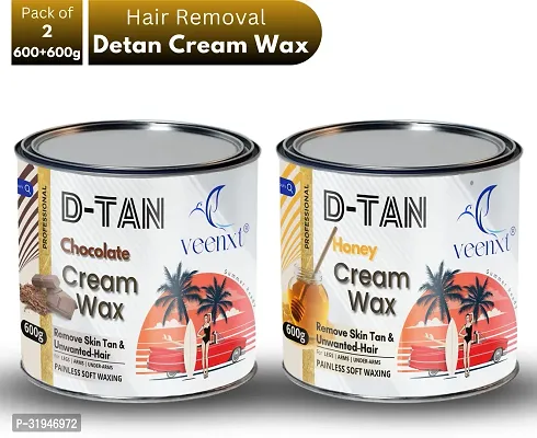 Detan Chocolate and Honey Cream Hair Removal Wax (1200 g, Set of 2)