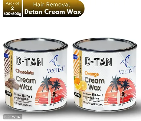 VEENXT De-Tan Chocolate and Orange Cream Hair Removal Wax for Full Body 600+600g Wax (1200 g, Set of 2)-thumb0