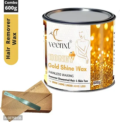 VEENXT Gold-Shine WaxHair Removal and Combo Strips And Knife | Removes Tan, Dead Skin Wax (600 g)-thumb0