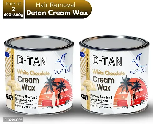 VEENXT De-Tan White Chocolate Cream Hair Removal Wax for Full Body 600+600g Wax (1200 g, Set of 2)-thumb0