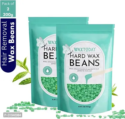 VEENXT Green leaf Tea Hair Removal Brazilian Hard Wax Beans For Face,Bikini, Legs, Arms Wax (200 g, Set of 2)-thumb0