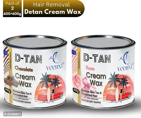 Detan Chocolate and Rose Cream Hair Removal Wax  (1200 g, Set of 2)