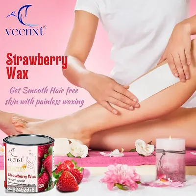 VEENXT Strawberry Wax Hair Removal and Combo Strips And Knife | Removes Tan, Dead Skin Wax (600 g)-thumb2