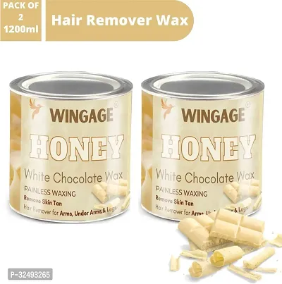 Wingage White-Chocolate and Honey Wax for smooth and organic Body Hair Waxing Cream (1200 ml, Set of 2)-thumb0