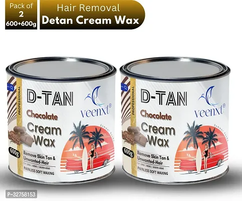 VEENXT Detan Chocolate Cream Hair Removal Wax for Full Body 600+600g Wax (1200 g, Set of 2)-thumb0