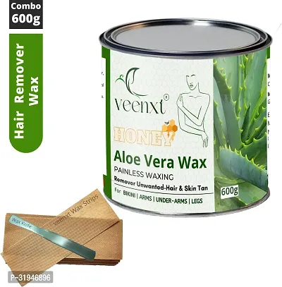 VEENXT Aloe-Vera Wax Hair Removal and Combo Strips And Knife | Removes Tan, Dead Skin Wax (600 g)