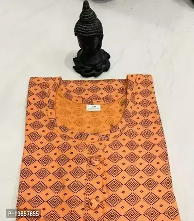 Stylish Orange Cotton A-Line Stitched For Women