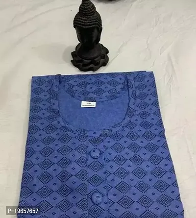 Stylish Blue Cotton A-Line Stitched For Women