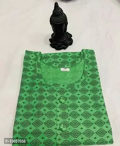 Stylish Green Cotton A-Line Stitched For Women-thumb0