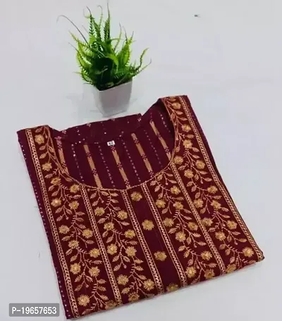 Stylish Maroon Cotton A-Line Stitched For Women